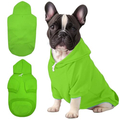 Mfiker Hunde-Kapuzenpullover für Herbst und Winter, für kleine Hunde, mit Loch für die Leine und Tasche, Kapuzen-Sweatshirt für Jungen, Mädchen, kleine, mittelgroße Welpen, Hunde, Katzen (grüner von Mfiker