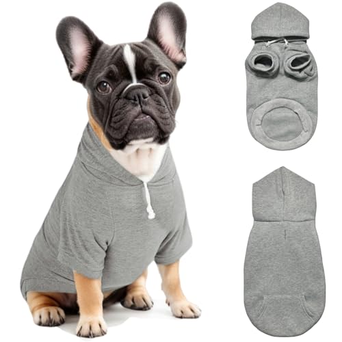 Mfiker Hunde-Kapuzenpullover für Herbst und Winter, für kleine Hunde, mit Loch für die Leine und Tasche, Kapuzen-Sweatshirt für Jungen, Mädchen, kleine, mittelgroße Welpen, Hunde, Katzen (grauer von Mfiker