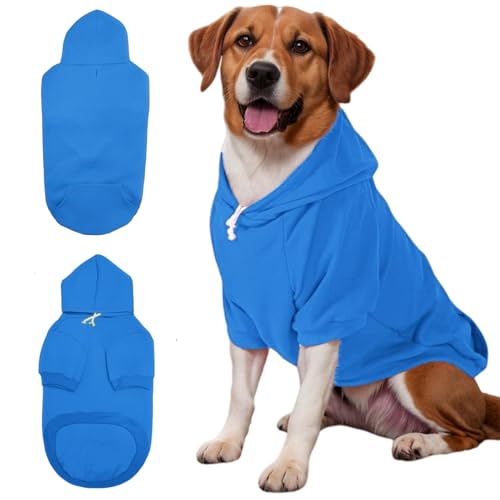 Mfiker Hunde-Kapuzenpullover mit Loch für die Leine, für große Hunde, Herbst und Winter, für große Hunde, kaltes Wetter, Kapuzen-Sweatshirt für große, mittelgroße Hunde und Katzen (blauer von Mfiker