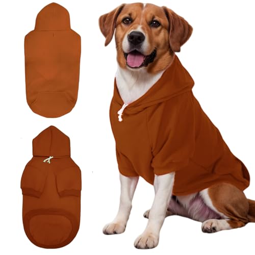 Mfiker Hunde-Kapuzenpullover mit Loch für die Leine, für große Hunde, Herbst und Winter, große Hundepullover, Kleidung, kaltes Wetter, Kapuzen-Sweatshirt für große, mittelgroße Hunde und Katzen von Mfiker