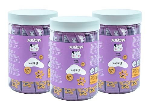 MHAUW Natural Cat Food auf Basis von Lebercreme 30 Stück à 15 Gr. - Ohne künstliche Farb- oder Geschmacksstoffe und Konservierungsmittel von Mhauw