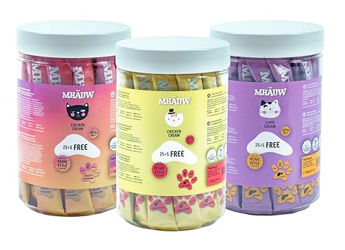 MHAUW Natural Cat Food auf Basis von Lebercreme 30 Stück à 15 Gr. - Ohne künstliche Farb- oder Geschmacksstoffe und Konservierungsmittel von Mhauw