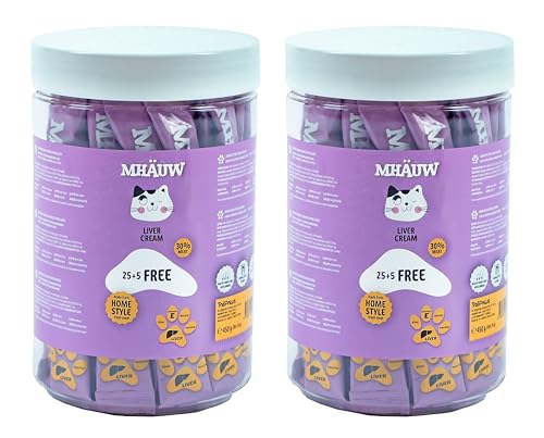 MHAUW Natural Cat Food auf Basis von Lebercreme 30 Stück à 15 Gr. - Ohne künstliche Farb- oder Geschmacksstoffe und Konservierungsmittel von Mhauw