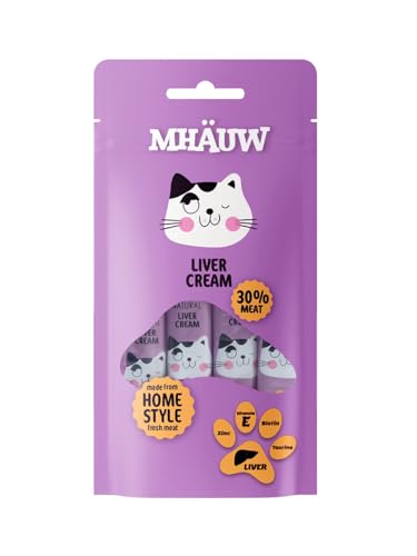 Mhauw Natural Cat Food with Creamed Liver 4 Stück à 15 Gr. Cad - Ohne künstliche Farb-, Geschmacks- und Konservierungsstoffe von Mhauw