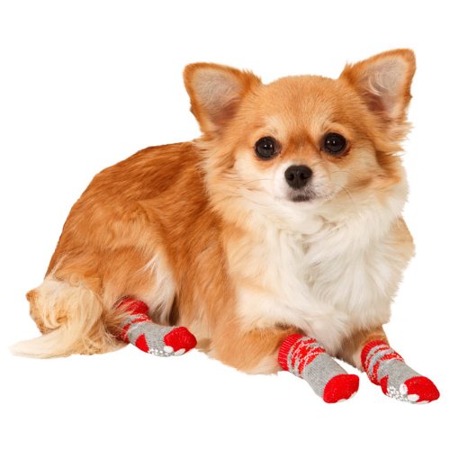 Karlie Doggy Socks Hundesocken 4er Set - Rot/Grau, fr Hunde und Welpen von Mhlan Zoobedarf