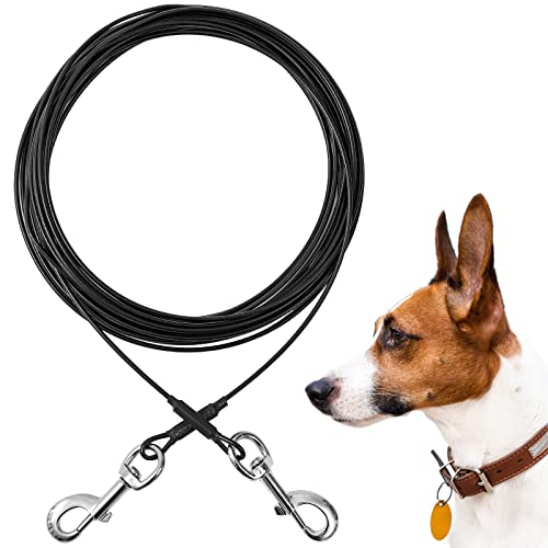 Mi Metty Tie-Out Leinen für Hunde,3/6/9/15m Kausichere Hundeleinen,Tie Out Cables Hofleine Für mittlere bis große Hunde(Schwarz,50ft-15m) von Mi Metty