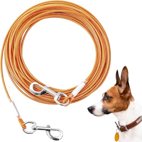 Hundeleine für Hunde, 3,4 m, 7,8 cm, 15,2 m, 15,2 m, 30 m, kaufest, robustes Hunde-Spannkabel für große Hunde bis zu 113 kg, langlebige Hundeleine für draußen, Hof (orange, 3 m) von Mi Metty