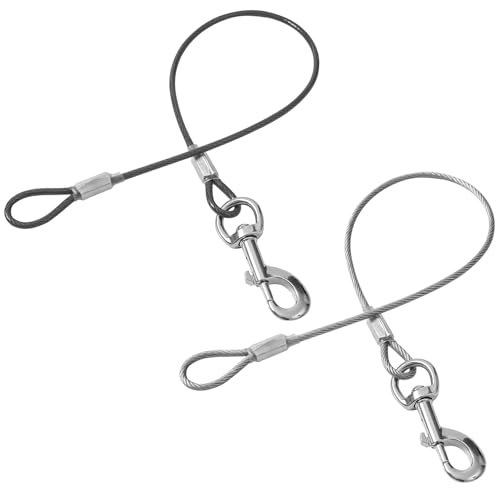 Mi Metty 2Pack Hundeleine Verlängerungsseil Kausicherfest Metall Kabel Leine,Hochbelastbar Trainingsleine Hundeleine Große Mittelgroße Hunde (Schwarz+Transparent, 24 inch/60 cm) von Mi Metty