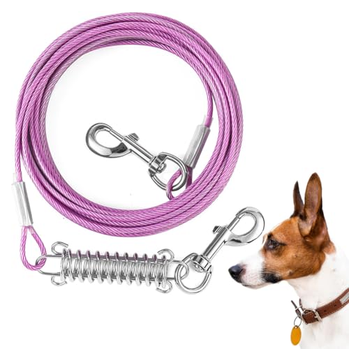 Mi Metty Hund Kabel Ausbinden 15ft(4.5m) Kausichere Hundeleine mit absorbierender Feder,Hundetrainingsleine geeignet für Hof und Camping von Mi Metty