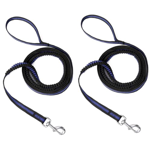 Mi Metty Hundeleine, 8ft Bungee Hundeleine mit 2 Gepolsterten Griffen, Starke Hundeleine,Leine Hund für Mittelgroße, Große Hunde (Schwarz-2pack, 8ft/2.5m) von Mi Metty