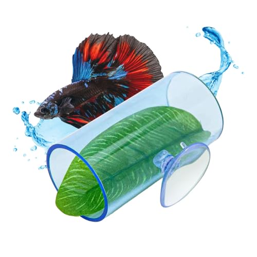 Betta Fisch Acryl Tunnel, Betta Shelter Hideaway, Lebensraum für Fische und Garnelen mit Saugnäpfen zur Befestigung für Kampffische, Laichplätze, Zucht, Ruhebett von MiOYOOW