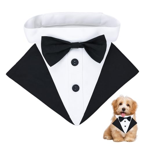 Hund Smoking Bandana Halsband, Hundefliege Anzug Verstellbares Hundehalsband mit Fliege und Verstellbarer Schnalle für Hochzeit, Verlobung, Hund, Geburtstag von MiOYOOW