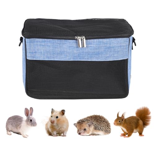 Meerschweinchen Tragetasche, Tragbare Atmungsaktive Hamster Transportbox Kleintiere Reisetasche mit Verstellbarem Schultergurt für Hamster Meerschweinchen Chinchillas Eichhörnchen Kaninchen von MiOYOOW