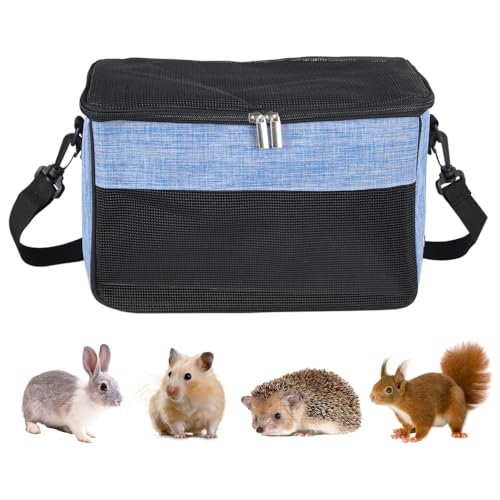 Meerschweinchen Tragetasche, Tragbare Atmungsaktive Hamster Transportbox Kleintiere Reisetasche mit Verstellbarem Schultergurt für Hamster Meerschweinchen Chinchillas Eichhörnchen Kaninchen von MiOYOOW