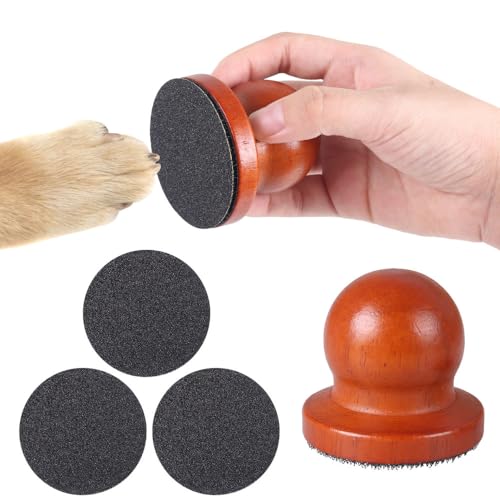 MiOYOOW Hunde Nagelfeile, Mini Kratzbrett aus Holz Bequemes Hunde Nageltrimmer mit 3stk Austauschbarem Schleifpapier für Haustiere Hunde und Katzen von MiOYOOW