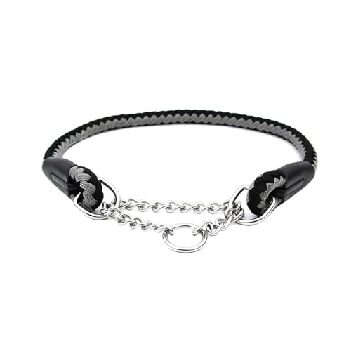 MiOYOOW Hundehalsband, verstellbar, weich, mit Stahlkette für mittelgroße und große Hunde von MiOYOOW