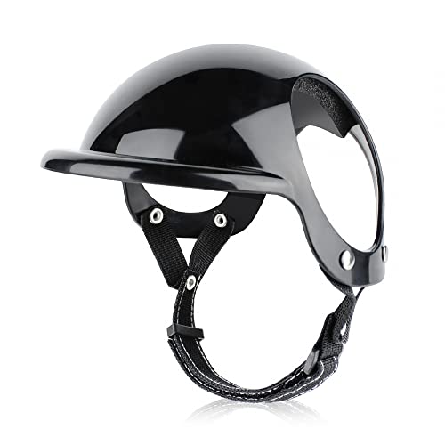 Hundehelm, Verstellbarer Motorrad Hundehelm, Sturzfest Outdoor Fahrrad Haustierhelm mit Doppelten Ohrlöchern für Kleine Mittelgroße und Große Hunde (S/M/L) von MiOYOOW