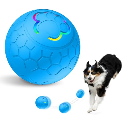 MiOYOOW Interaktives Hundespielzeug Ball, Rollball für Hunde, IP54 Waterproof, Elektrischer Hundeball mit LED Blinklicht, Böser Hundeball für Hunde und Katzen (Nicht für Kauende Hunde Geeignet) von MiOYOOW