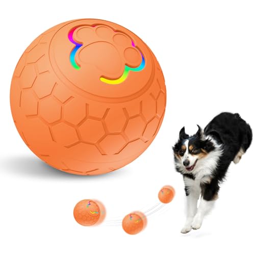 MiOYOOW Interaktives Hundespielzeug Ball, Rollball für Hunde, IP54 Waterproof, Elektrischer Hundeball mit LED Blinklicht, Böser Hundeball für Hunde und Katzen (Nicht für Kauende Hunde Geeignet) von MiOYOOW