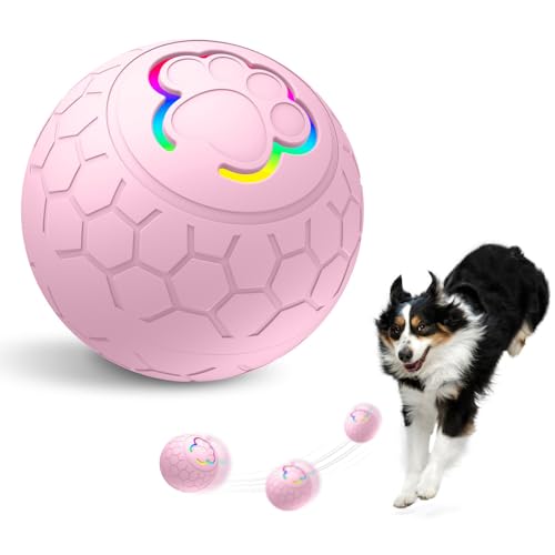 MiOYOOW Interaktives Hundespielzeug Ball, Rollball für Hunde, IP54 Waterproof, Elektrischer Hundeball mit LED Blinklicht, Böser Hundeball für Hunde und Katzen (Nicht für Kauende Hunde Geeignet) von MiOYOOW