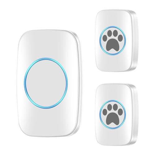 MiOYOOW Kabellose Hunde Türklingel, Hundeklingel Buzzer, Intelligente LED Blitz Türklingel für Hunde Töpfchentraining, wasserdichte, Hunde Touch Klingel mit 5 Lautstärkestufen für Hunde Aller Größen von MiOYOOW