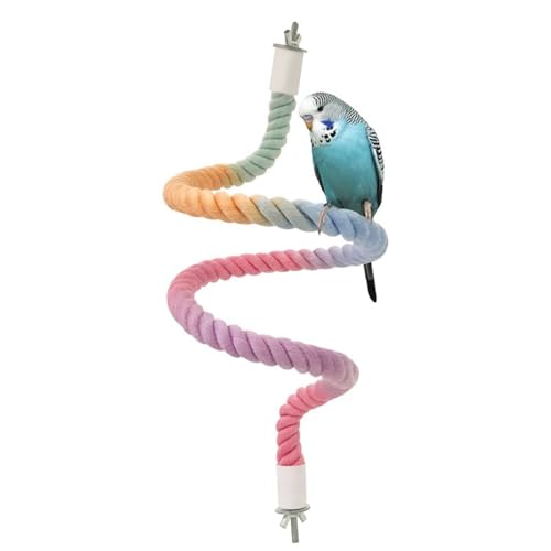 Vogelseil Sitzstange, Vogel Spirale Seil Schaukel Spielzeug Flexibles Vogelkäfig Zubehör für Papageien Nymphensittiche Conures Wellensittiche Liebesvögel Vogelseil Sitzstange, Vogel Spirale Seil Schaukel Spielzeug Flexibles Vogelkäfig Zubehör für Papageien Nymphensittiche Conures Wellensittiche Liebesvögel von MiOYOOW