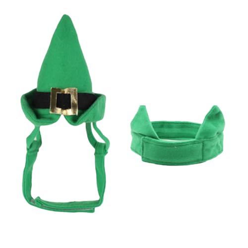 Miaija St. Patrick's Day Haustierhut mit Kragen, Kobold, Zylinderhut, grün, irische Party, Polyester, Hundekostüm für Outfits, 2 Stück von Miaija