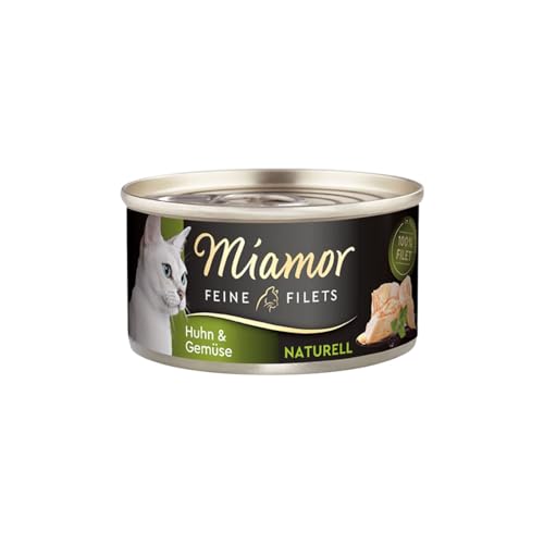 MIAMOR - Feine Filets Naturelle | Nassfutter für ausgewachsene Katzen mit Filetstückchen im eigenen Saft. Fettarmes Ergänzungsfutter in der Dose ohne künstliche Zusätze | 24x80g Huhn & Gemüse von Miamor