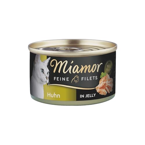 MIAMOR - Feine Filets in Jelly | Nassfutter für ausgewachsene Katzen mit Filetstückchen in Jelly. Fettarmes Ergänzungsfutter in der Dose ohne künstliche Zusätze | 24x100g Huhn Pur von Miamor