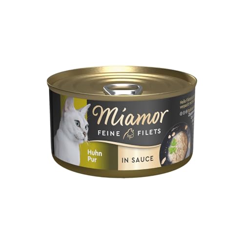 MIAMOR - Feine Filets in Sauce | Nassfutter für ausgewachsene Katzen mit Filetstückchen in Sauce. Fettarmes Ergänzungsfutter in der Dose ohne künstliche Zusätze | 24x85g Huhn Pur von Miamor