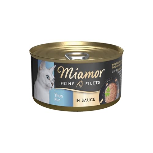 MIAMOR - Feine Filets in Sauce | Nassfutter für ausgewachsene Katzen mit Filetstückchen in Sauce. Fettarmes Ergänzungsfutter in der Dose ohne künstliche Zusätze | 24x85g Skipjack-Thunfisch von Miamor