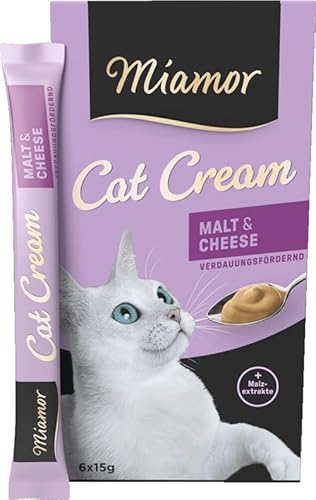 MIAMOR - Cat Snack (Cream) | Snack zum Verwöhnen ausgewachsener Katzen. Ergänzungsfutter im Portionsbeutel ohne Zucker und künstliche Zusätze | 11x6x15g Malt-Cream & Käse von Miamor