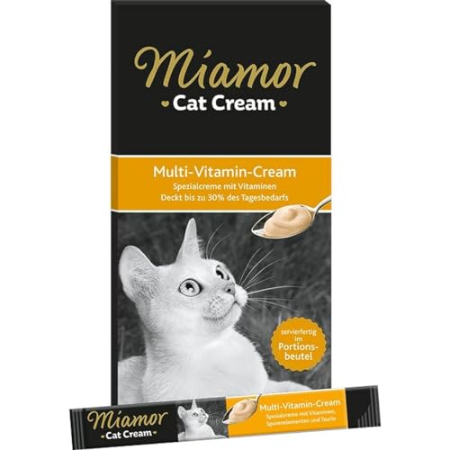 MIAMOR - Cat Snack (Cream) | Schmackhafter Snack zum Verwöhnen ausgewachsener Katzen. Ergänzungsfutter im Portionsbeutel ohne Zucker und künstliche Zusätze | Inhalt: 11x6x15g Multi-Vitamin von Miamor