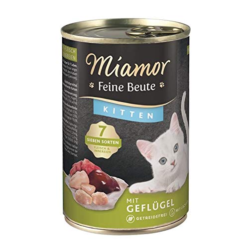 MIAMOR - Feine Beute Kitten | Nassfutter für ausgewachsene Katzen mit 7 Sorten Fleisch und Innereien. Getreidefreies Alleinfutter mit Taurin in der Dose ohne Zusätze | 12x400g Geflügel von Miamor