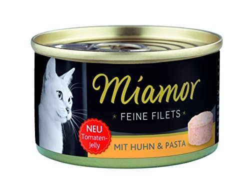 MIAMOR - Feine Filets in Jelly | Nassfutter für ausgewachsene Katzen mit Filetstückchen in Jelly. Fettarmes Ergänzungsfutter in der Dose ohne Zusatzstoffe | 24x100g Huhn & Pasta von Miamor