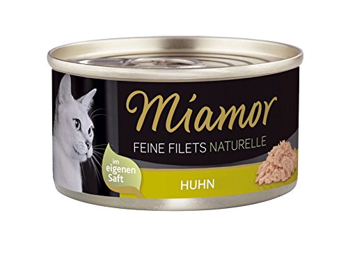 MIAMOR - Feine Filets Naturelle | Nassfutter für ausgewachsene Katzen mit Filetstückchen im eigenen Saft. Fettarmes Ergänzungsfutter in der Dose ohne künstliche Zusätze | 24x80g Huhn von Miamor