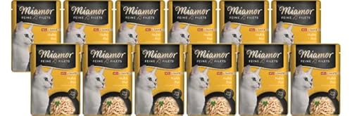 Miamor Feine Filets in Sauce 12 x 100g Huhn Pur | Getreidefrei, Fettarm, Ohne Zucker & Nebenerzeugnisse, Hochwertige Filetstückchen | im Frischebeutel | Nassfutter für Katzen von Miamor