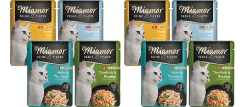 Miamor Feine Filets in Sauce 8 x 100g Mixpaket | Getreidefrei, Fettarm, Ohne Zucker & Nebenerzeugnisse, Hochwertige Filetstückchen | im Frischebeutel | Nassfutter für Katzen von Miamor