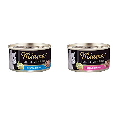 Miamor Feine Filets naturelle Thun & Shrimps, 24er Pack (24 x 80 g) & Feine Filets naturelle Thun & Krebsfleisch, 24er Pack (24 x 80 g) von Miamor