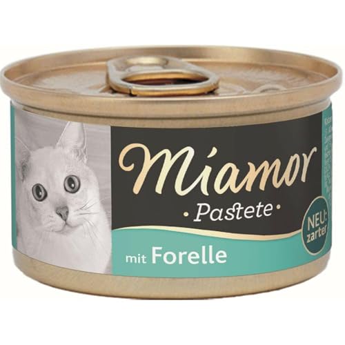 MIAMOR - Pastete | Nassfutter für ausgewachsene Katzen mit natürlichem Taurin. Getreidefreies Alleinfutter in der Dose ohne Soja und künstliche Zusätze | 12x85g Forelle von Miamor