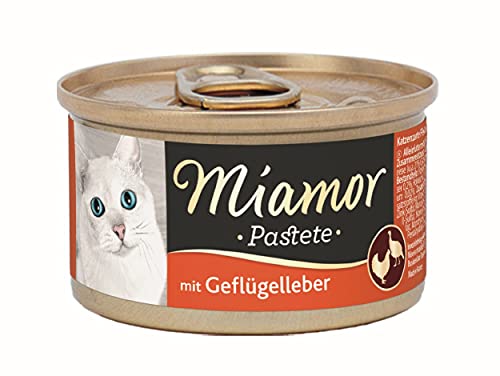 MIAMOR - Pastete | Nassfutter für ausgewachsene Katzen mit natürlichem Taurin. Getreidefreies Alleinfutter in der Dose ohne Soja und künstliche Zusätze | 12x85g Geflügelleber von Miamor