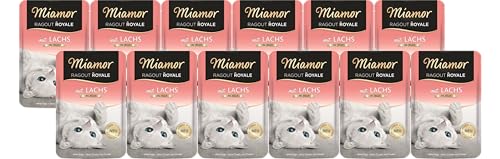 Miamor Ragout Royale in Jelly 12 x 100g Lachs | Mit Vitaminen & Mineralstoffen | Getreidefrei & ohne künstliche Zusätze | Bekömmliche und natürliche Katzennahrung von Miamor