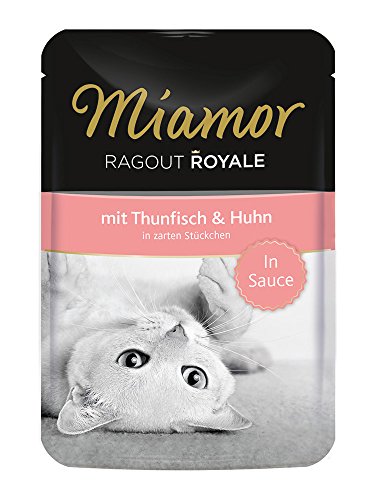 MIAMOR - Ragout Royale in Sauce | Nassfutter in Sauce für ausgewachsene Katzen. Alleinfutter im Frischebeutel ohne Soja, Farb- und Konservierungsstoffe | 22x100g Thunfisch & Huhn von Miamor