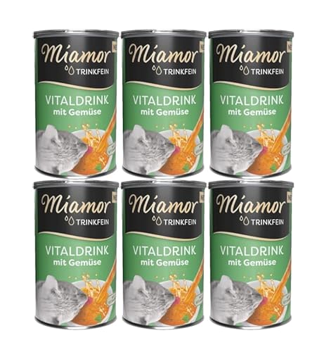 Miamor Trinkfein Gemüse 6 x 135ml | Vitaldrink mit Huhn, Karotte & Spinat | Flüssigsnack für Katzen | Mit Vitamin B – Ohne Milch & Zucker | Ergänzungsfutter für Katzen von Miamor