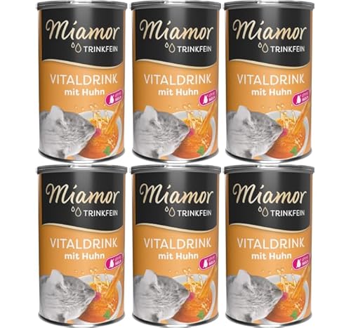 Miamor Trinkfein Huhn 6 x 135ml | Vitaldrink mit Hühnerfilet | Flüssigsnack für Katzen | Motiviert zu mehr Flüssigkeitsaufnahme | Ohne Zucker & Milch | Ergänzungsfutter von Miamor