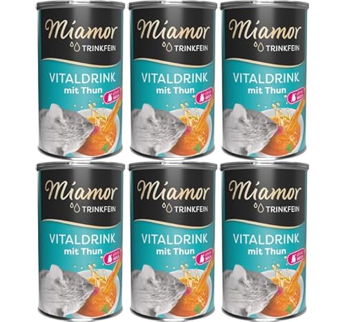 Miamor Trinkfein Thunfisch 6 x 135ml | Vitaldrink für Katzen | Flüssigsnack mit feinen Fleischstückchen | Ohne Zucker, Milch & Getreide | Ergänzungsfutter für Katzen von Miamor