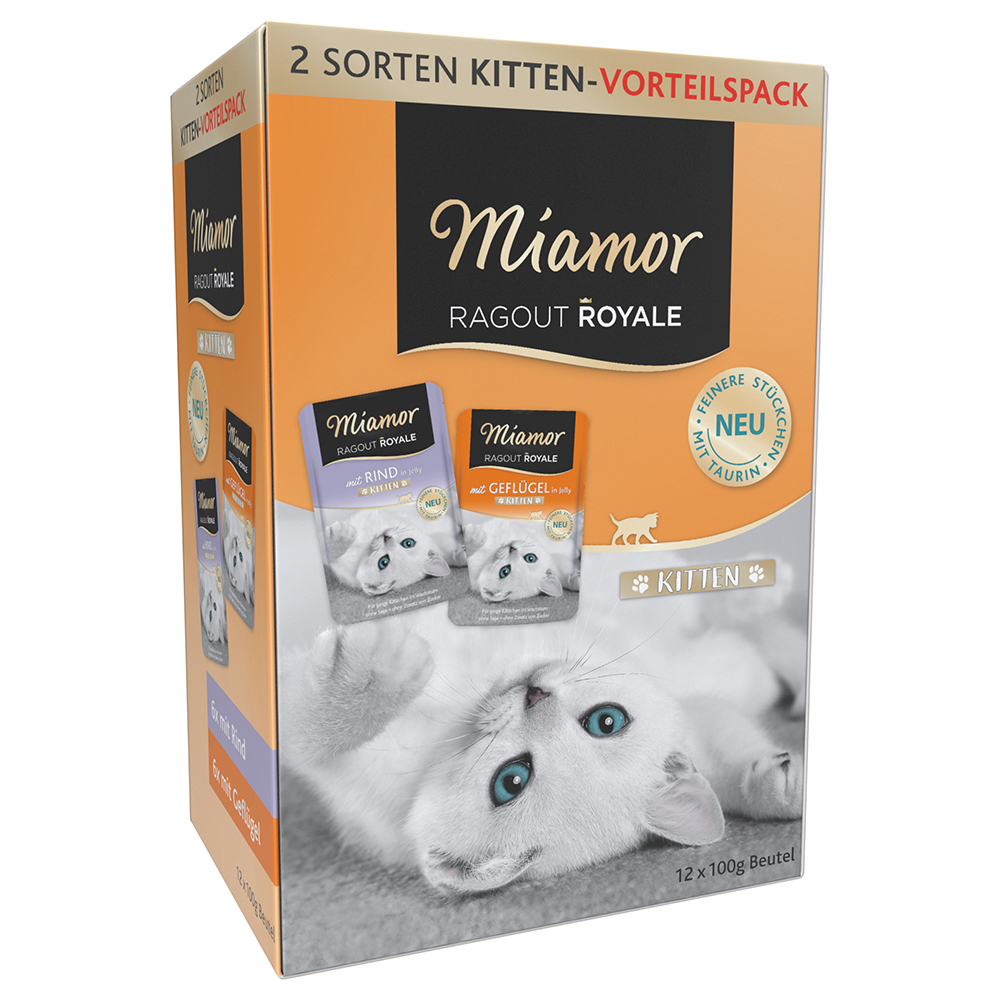 Probierpack Miamor Ragout Royale Jelly Kitten 12 x 100 g - Geflügel + Rind von Miamor