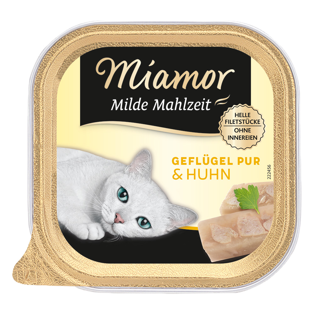 Sparpaket Miamor Milde Mahlzeit 16 x 100 g - Geflügel Pur & Huhn von Miamor