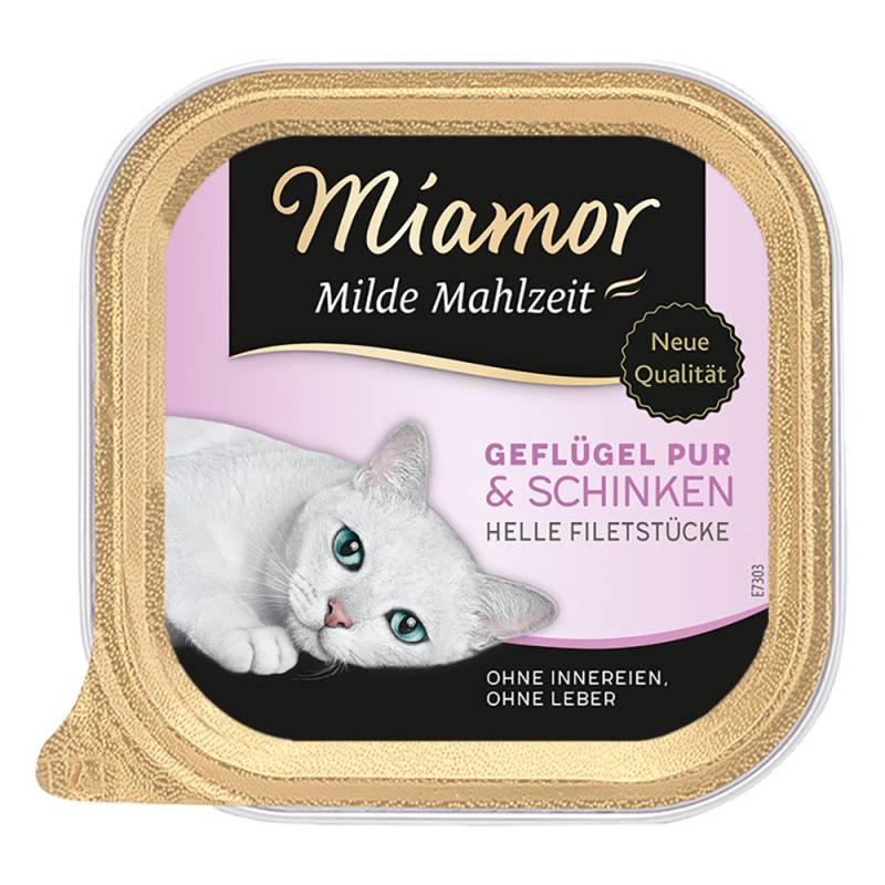 Sparpaket Miamor Milde Mahlzeit 24 x 100 g - Geflügel Pur & Schinken von Miamor