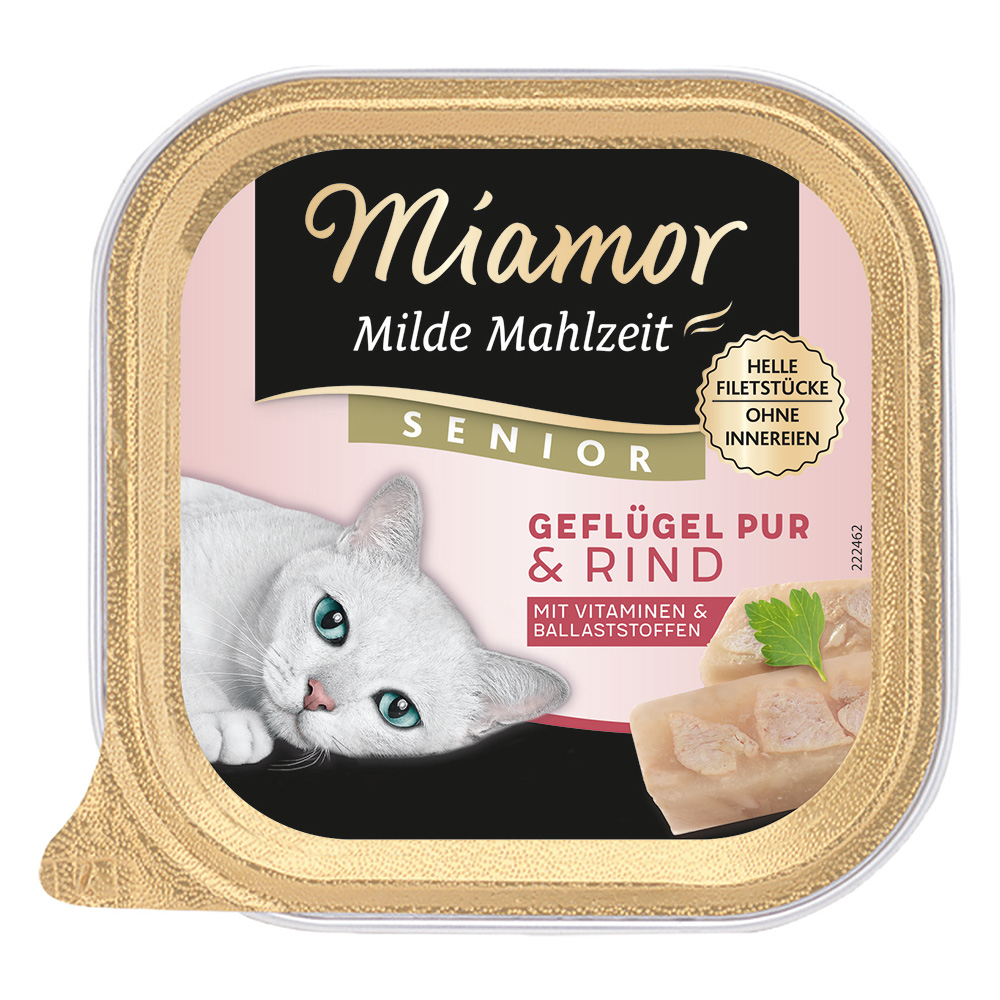 Sparpaket Miamor Milde Mahlzeit Senior 16 x 100 g - Geflügel Pur & Rind von Miamor